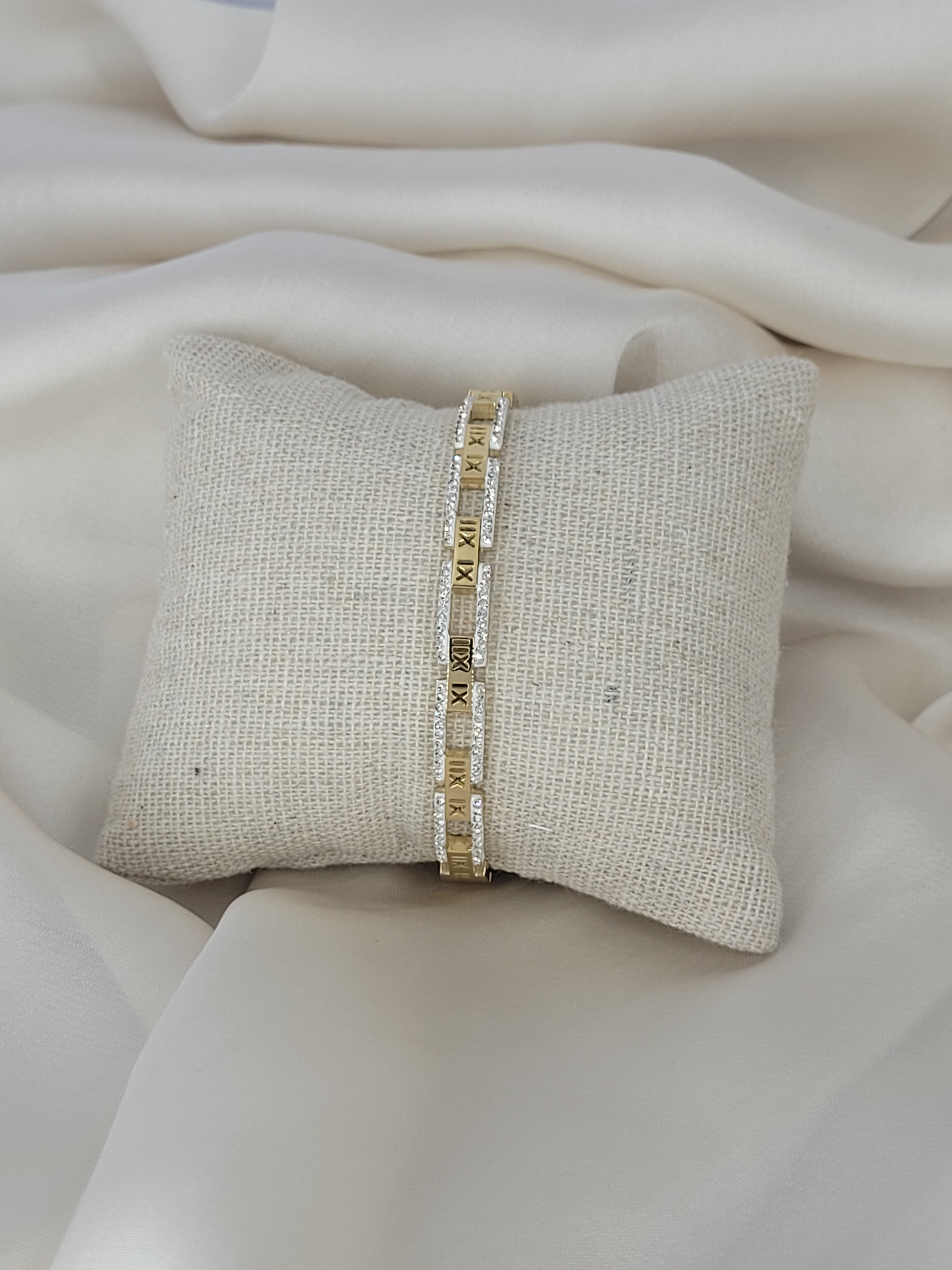 Bracelet chiffre romain strass (D 6cm)
