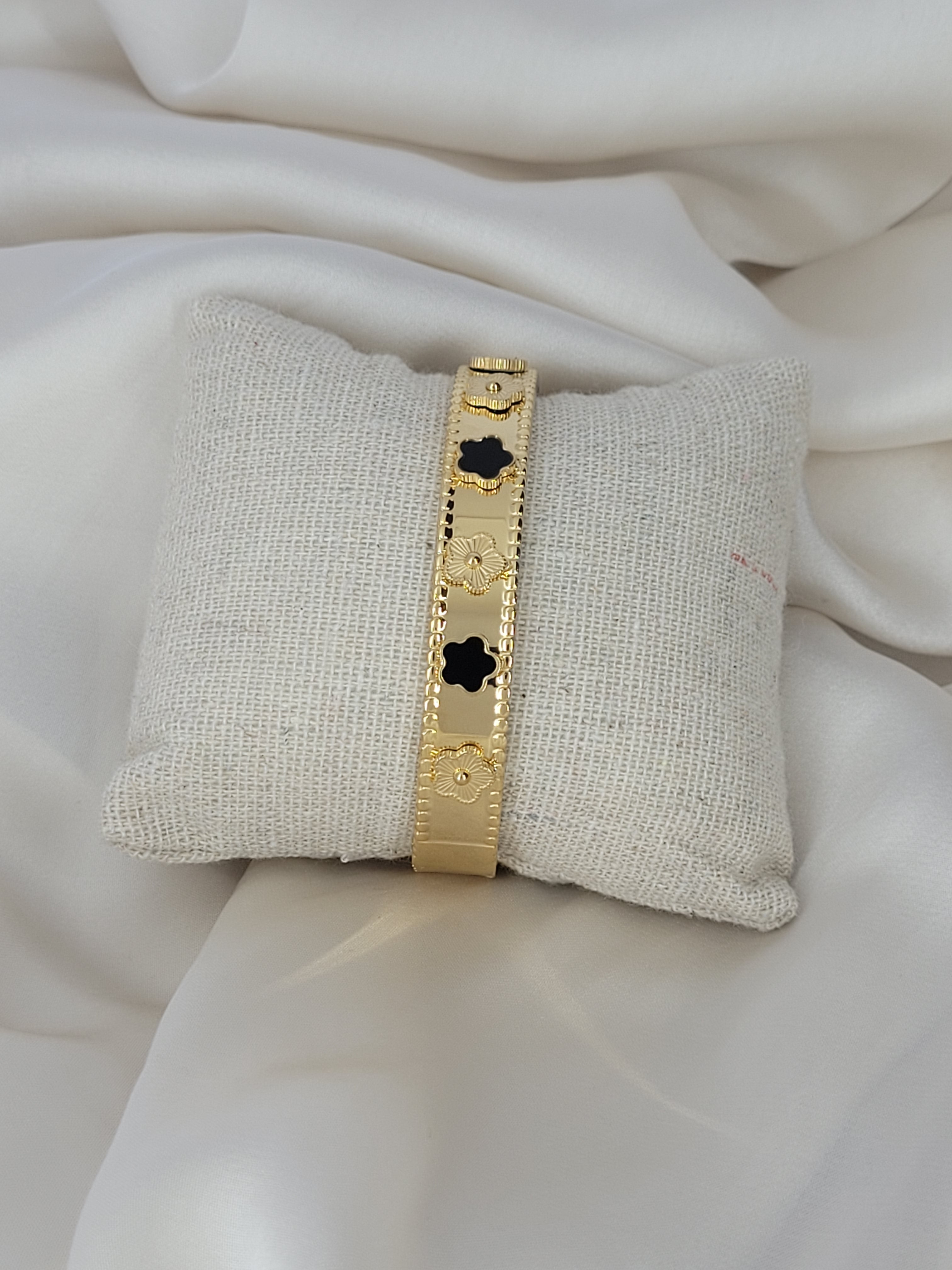 Bracelet fleur prestige noir (d 6 cm)