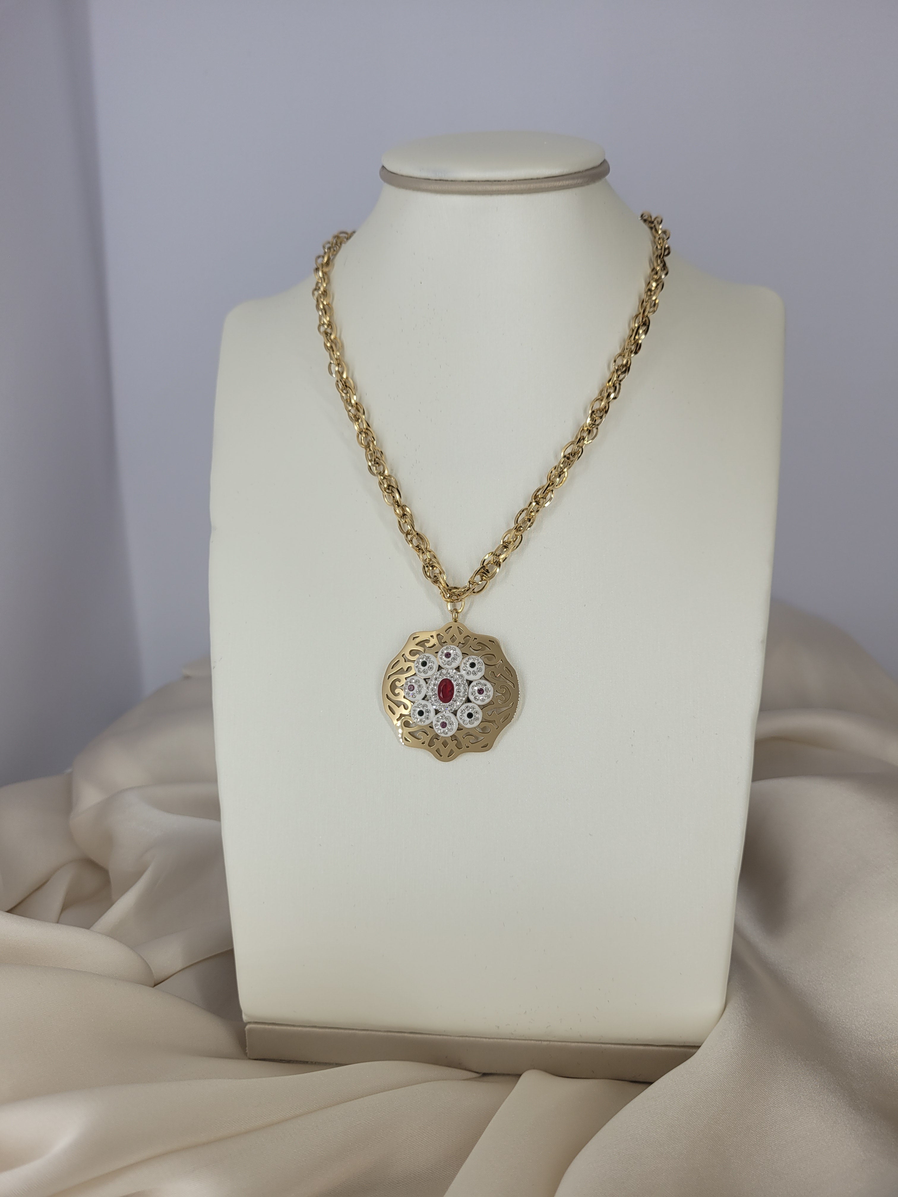 Collier beldi strass rouge