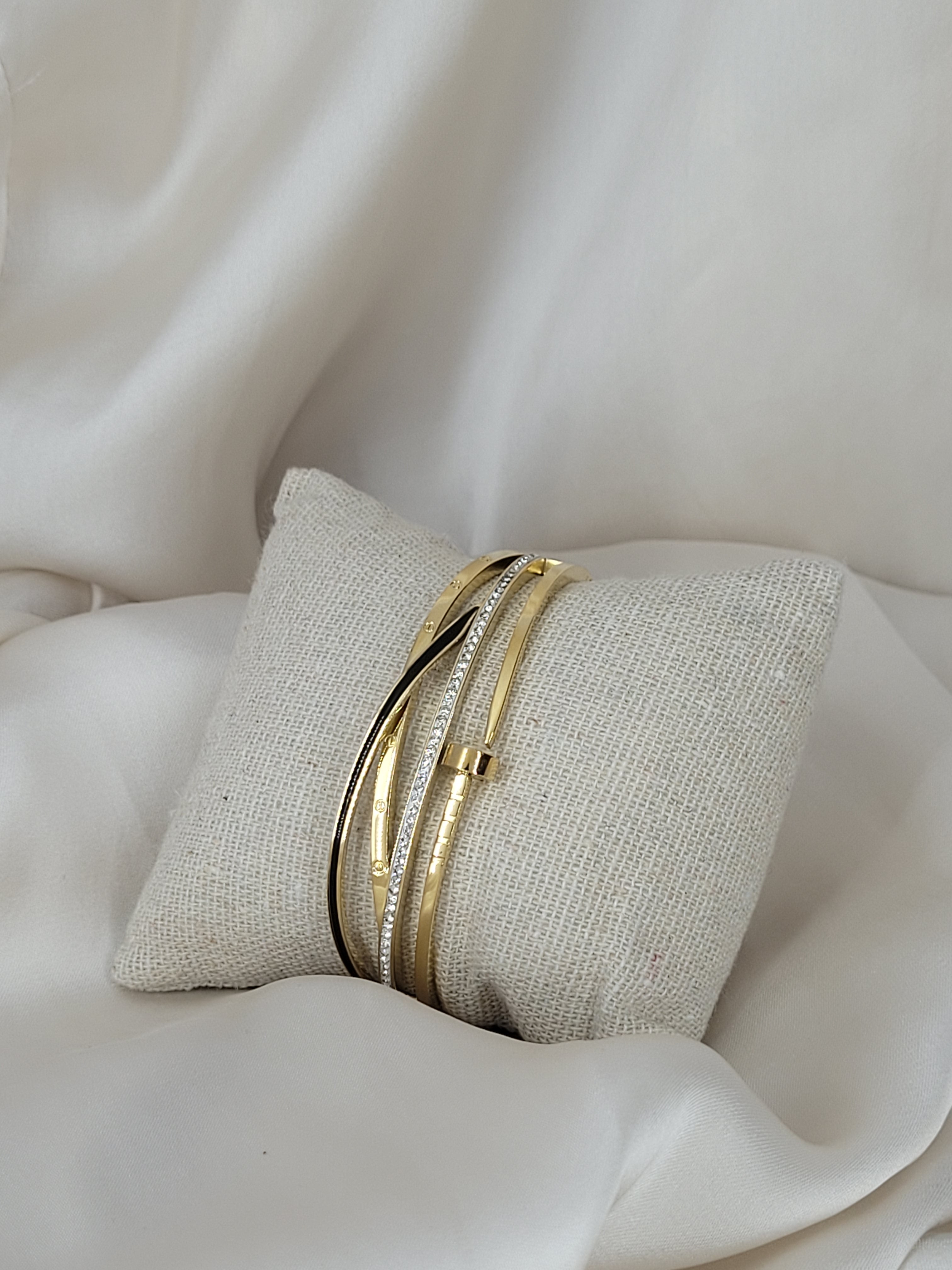 Bracelet Clou double strass Luxe (D 6cm)