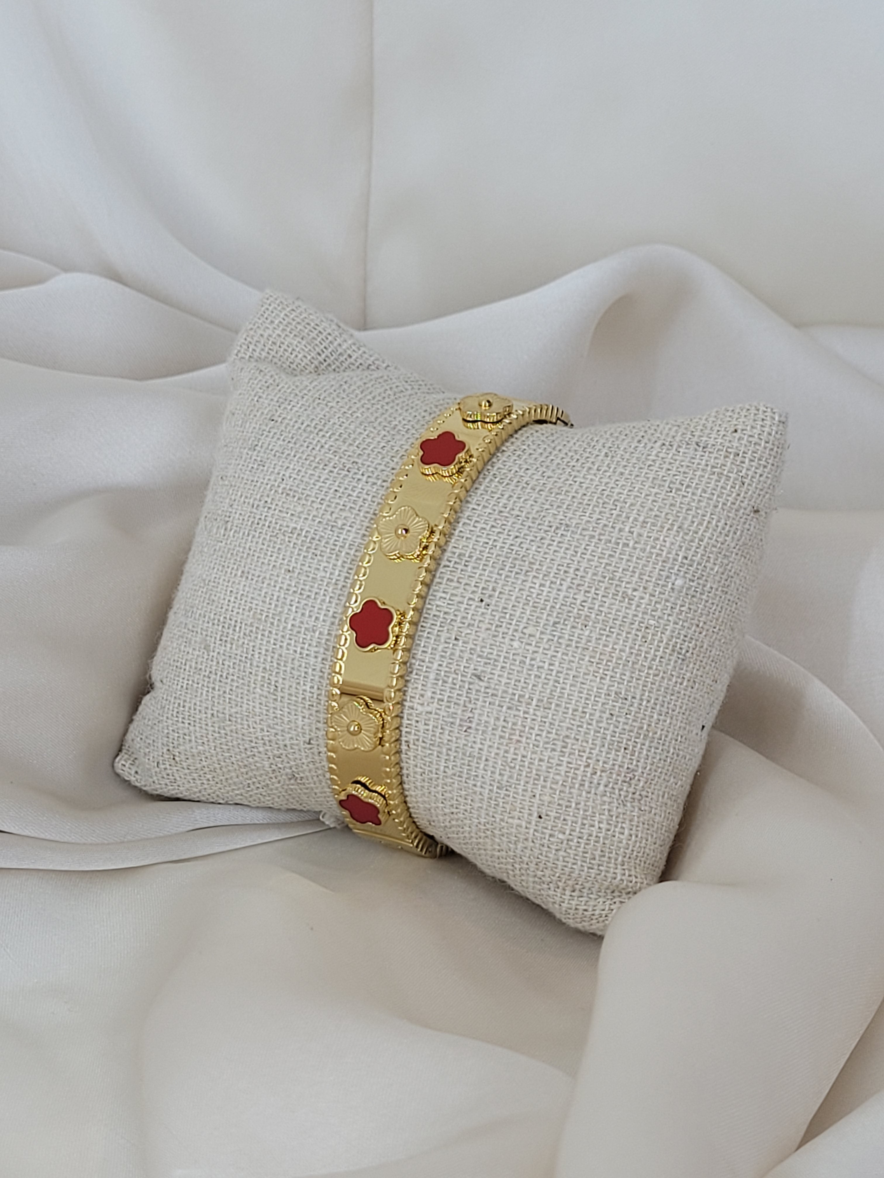 Bracelet fleur prestige rouge (D 6 cm)