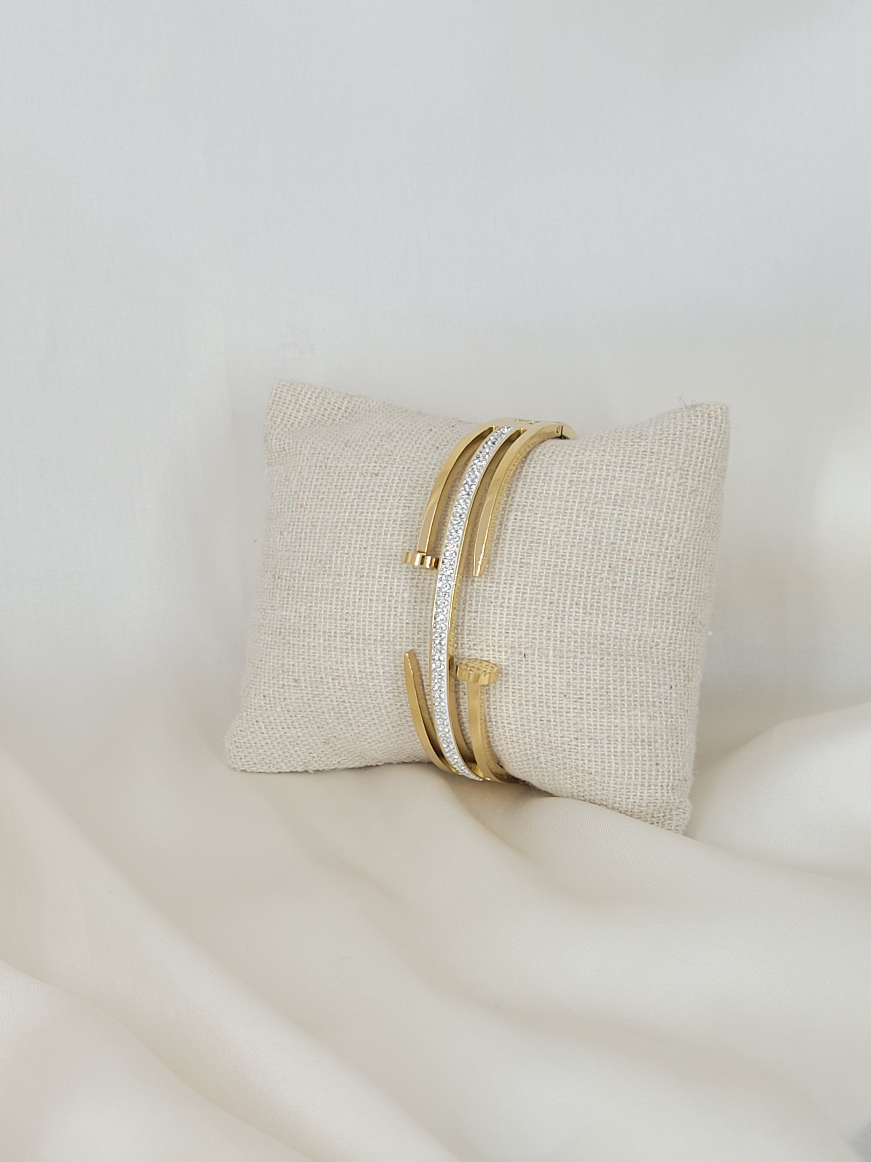 Bracelet Clou double avec strass (D 6cm)