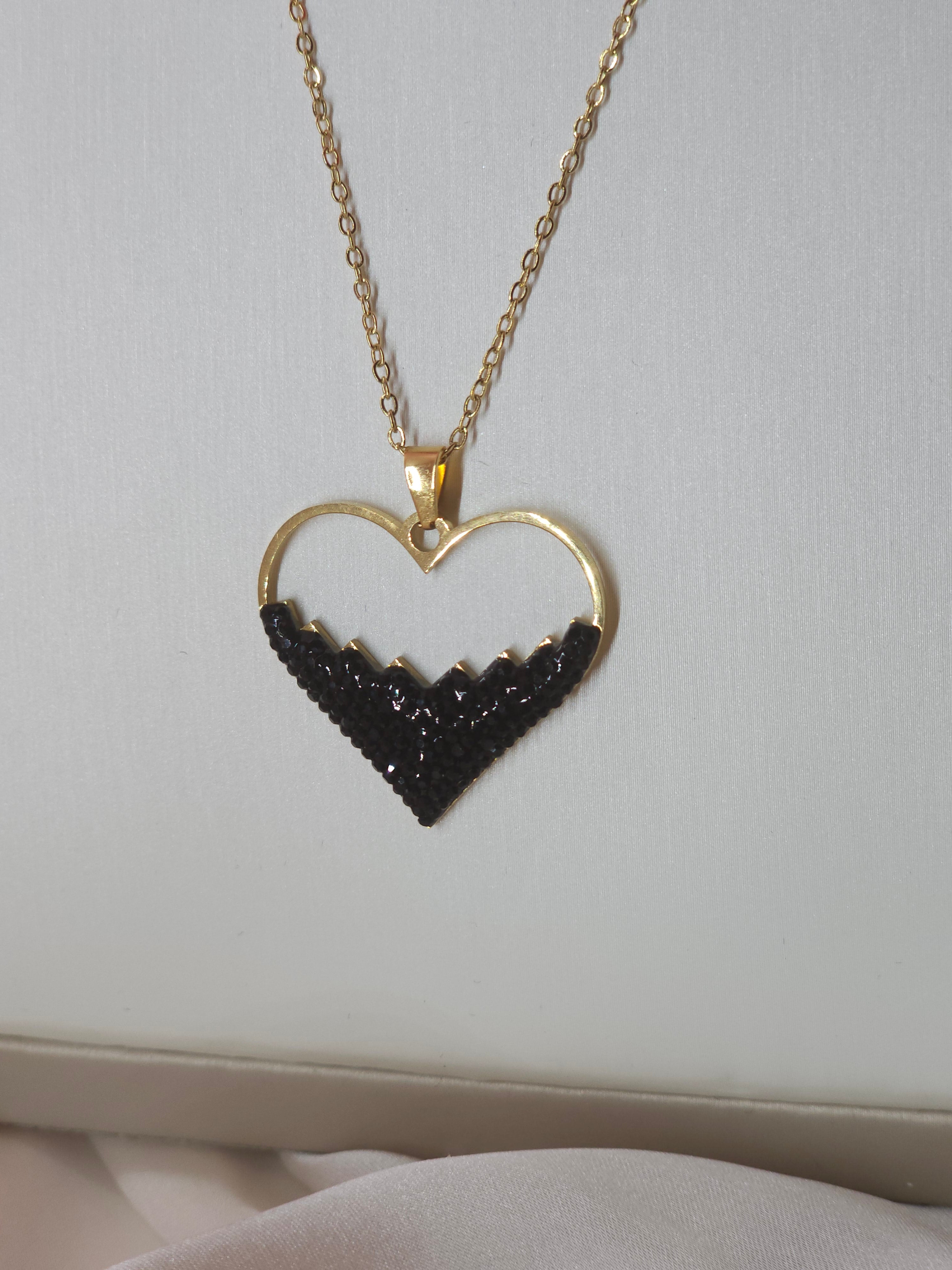 Ensemble cœur strass noir