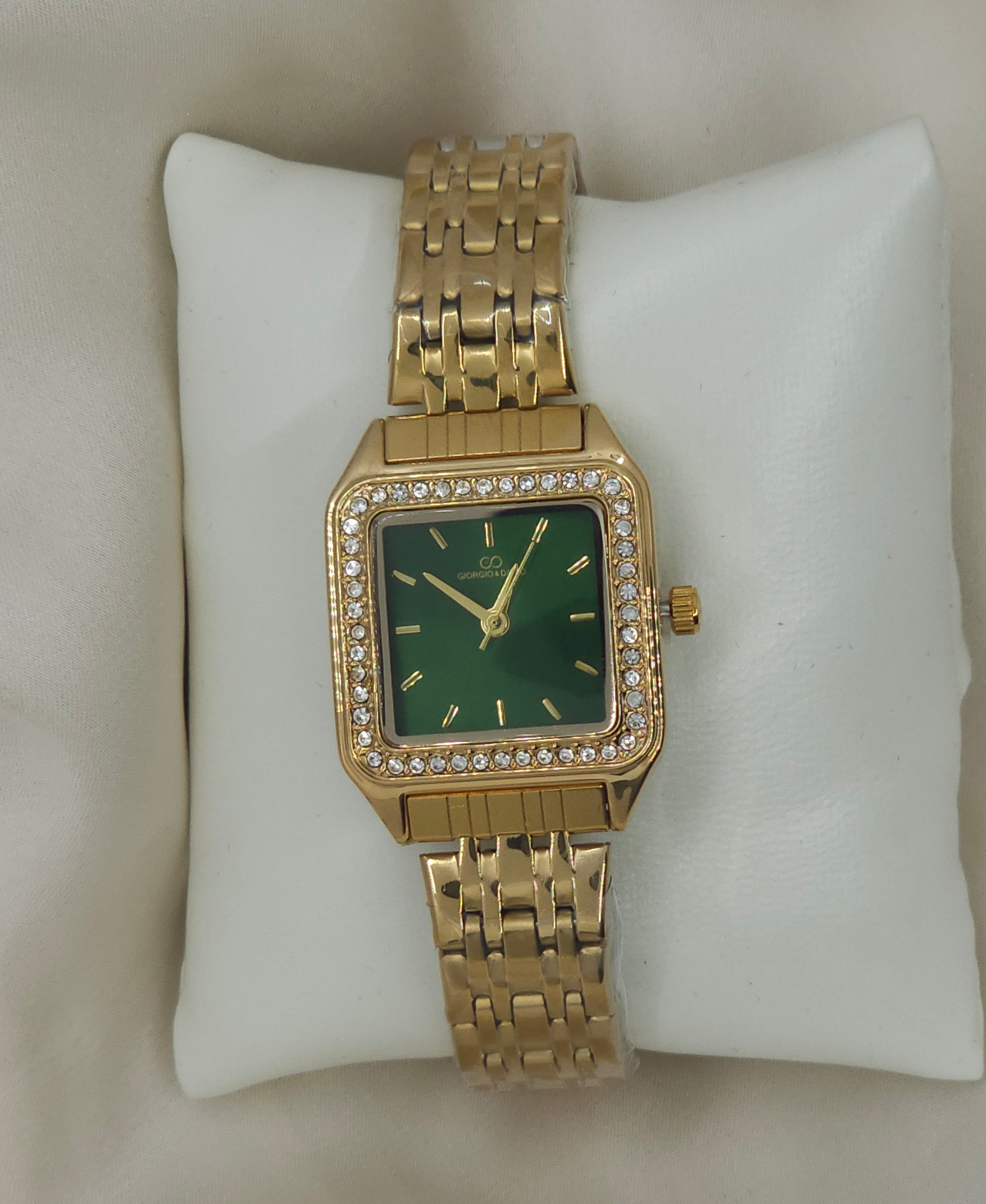 Montre fond vert acier inoxydable