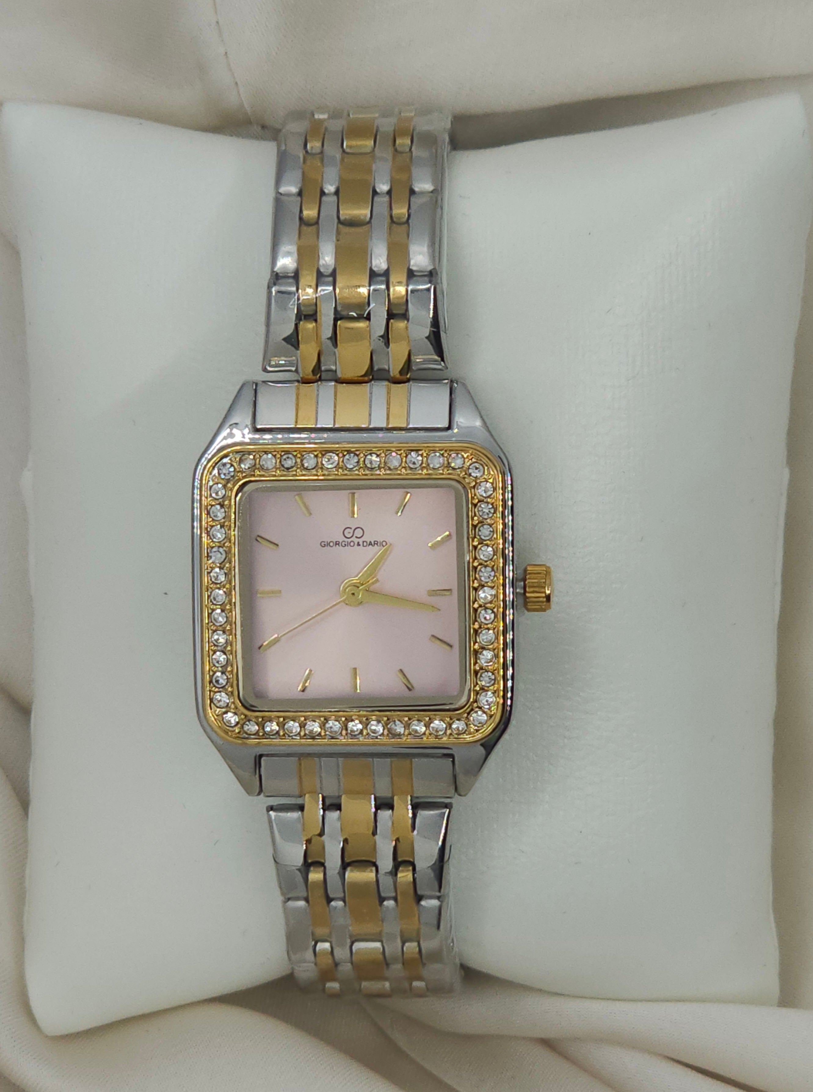 Montre fond rose acier inoxydable