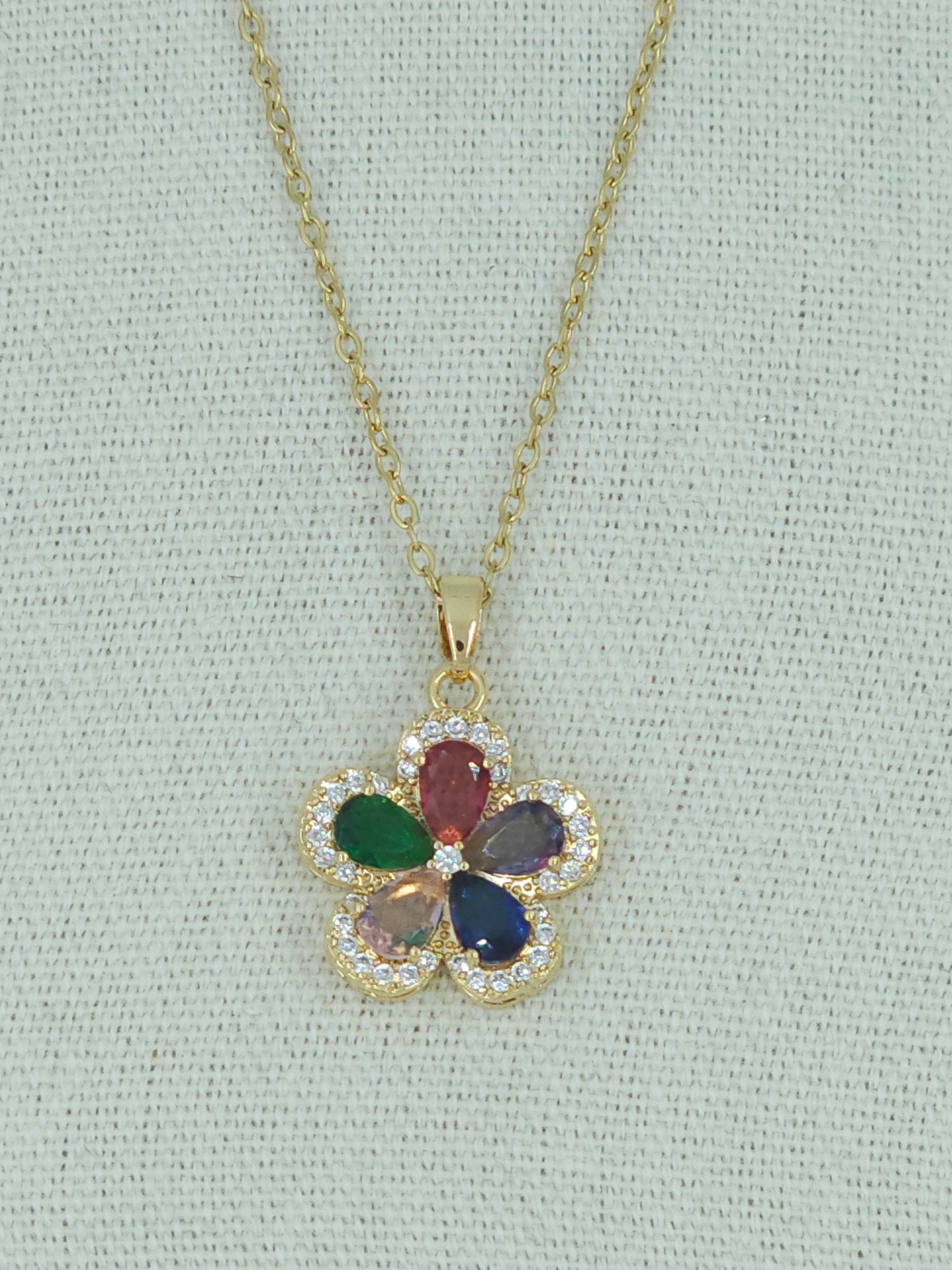 Collier fleur multi couleur