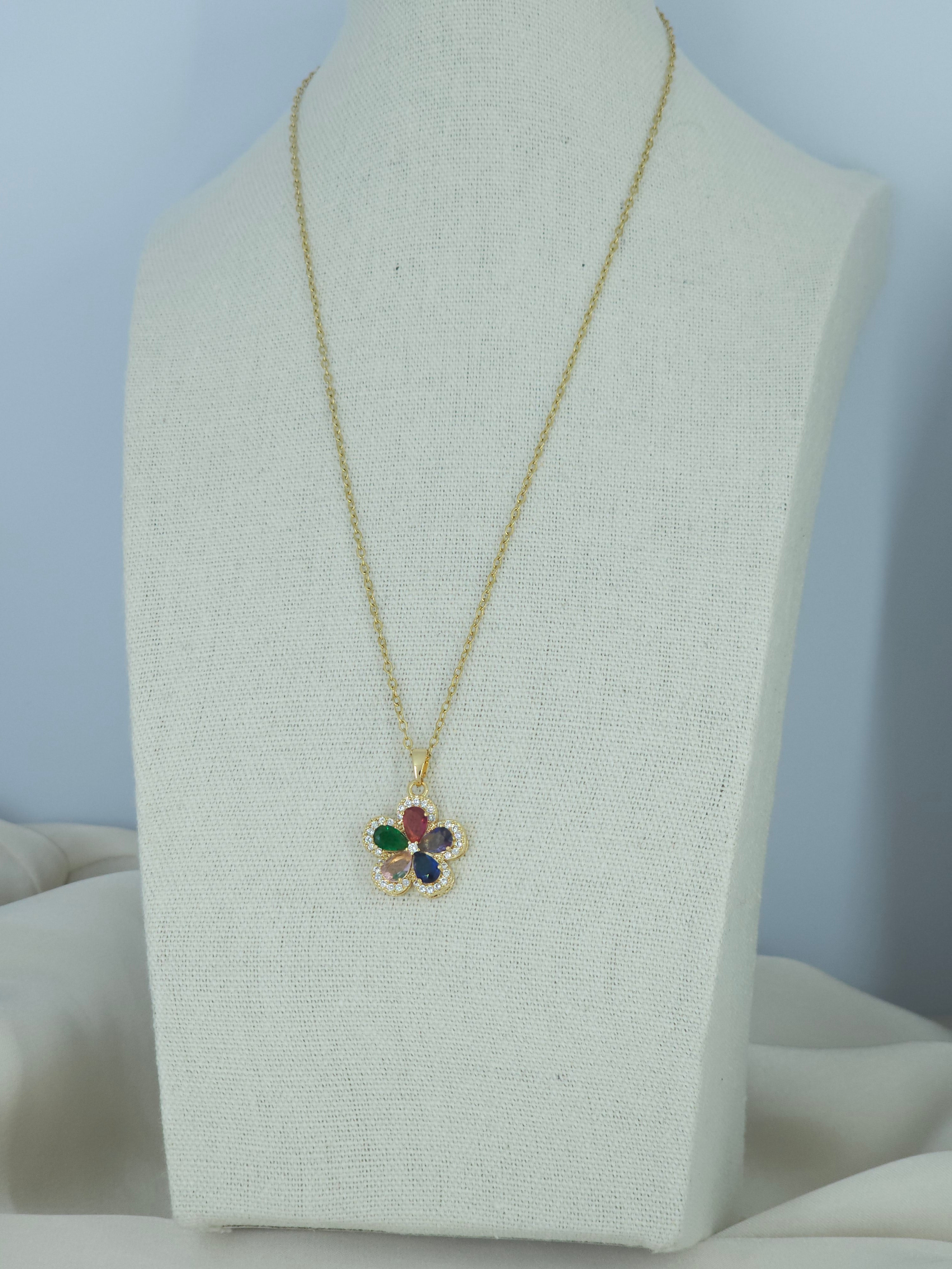 Collier fleur multi couleur