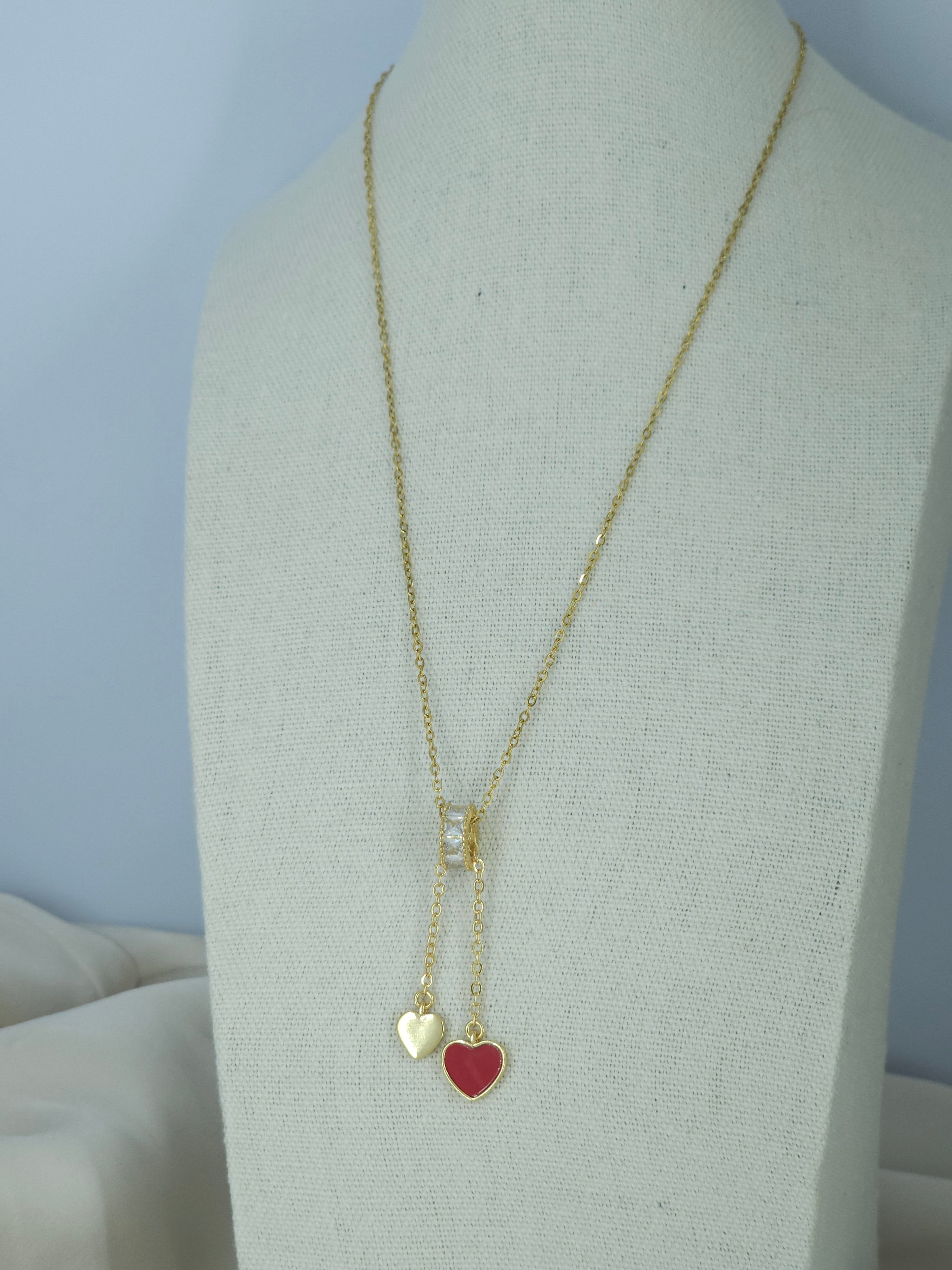 Collier cœur rouge et doré