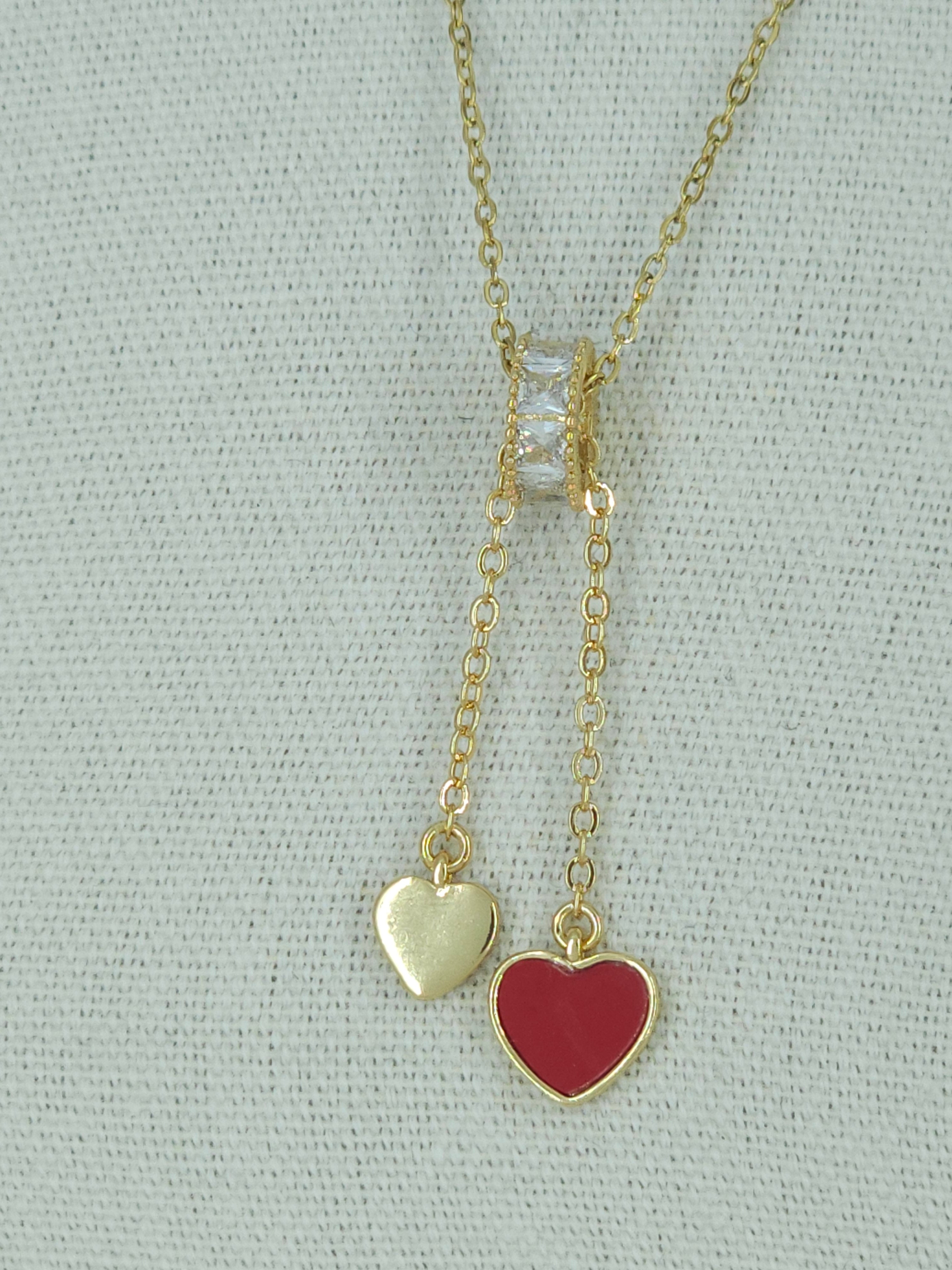 Collier cœur rouge et doré