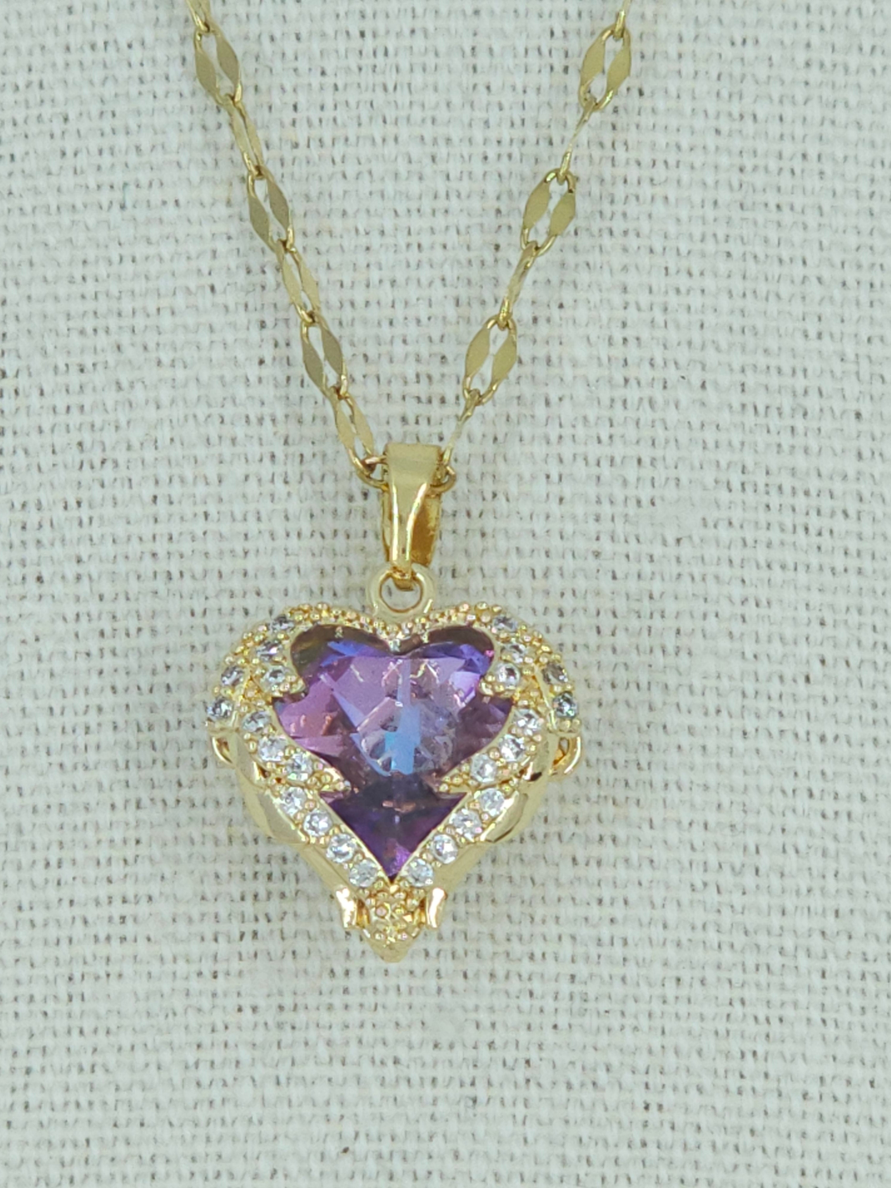 Collier cœur strass