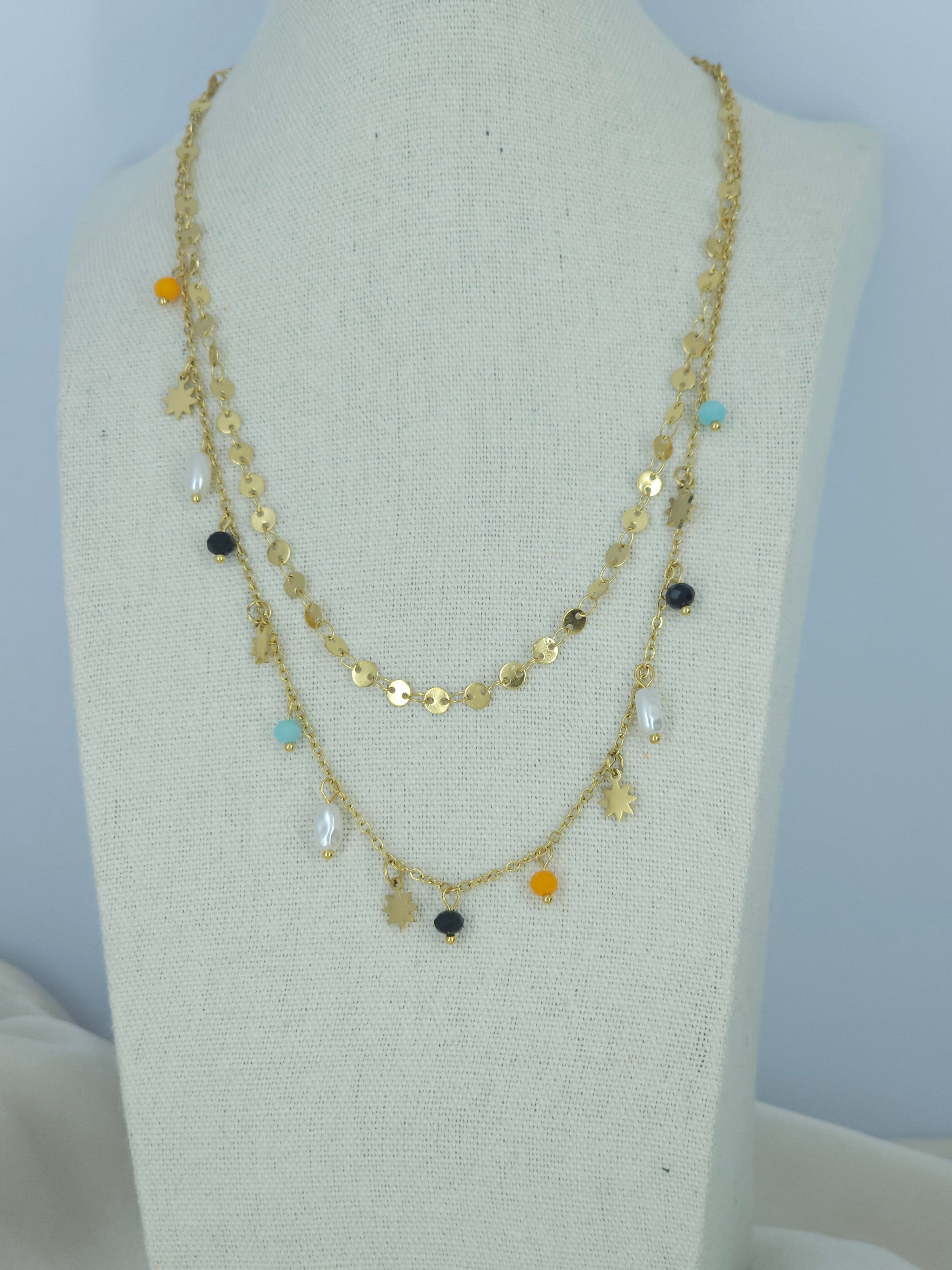 Collier double multicolore