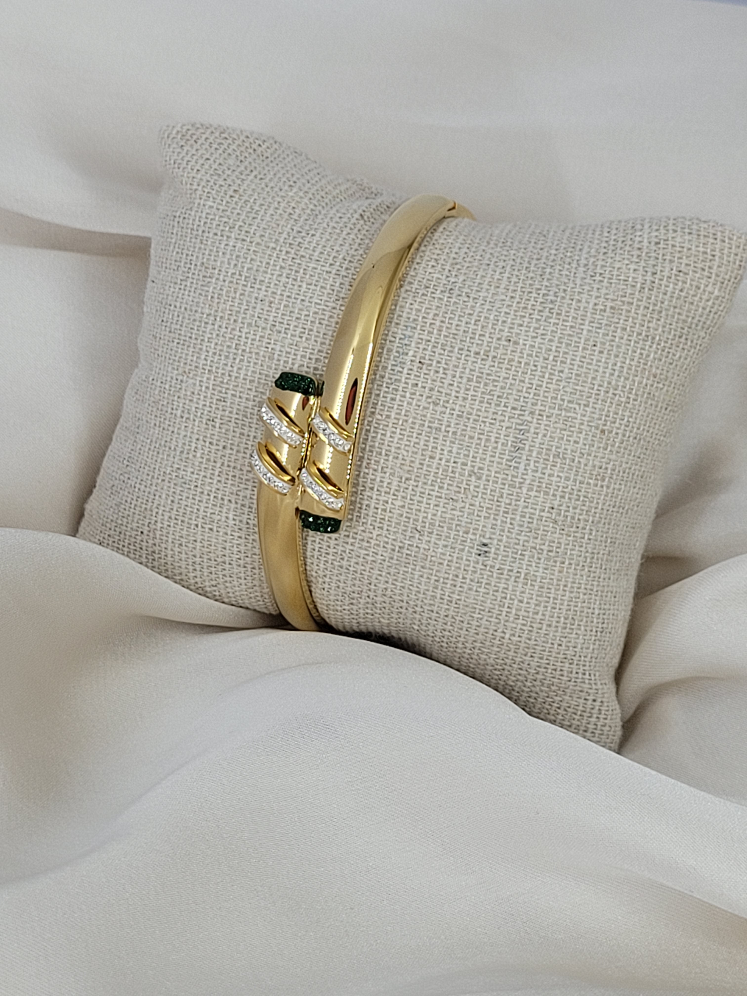 Bracelet strass luxe blan et vert (D 6m)