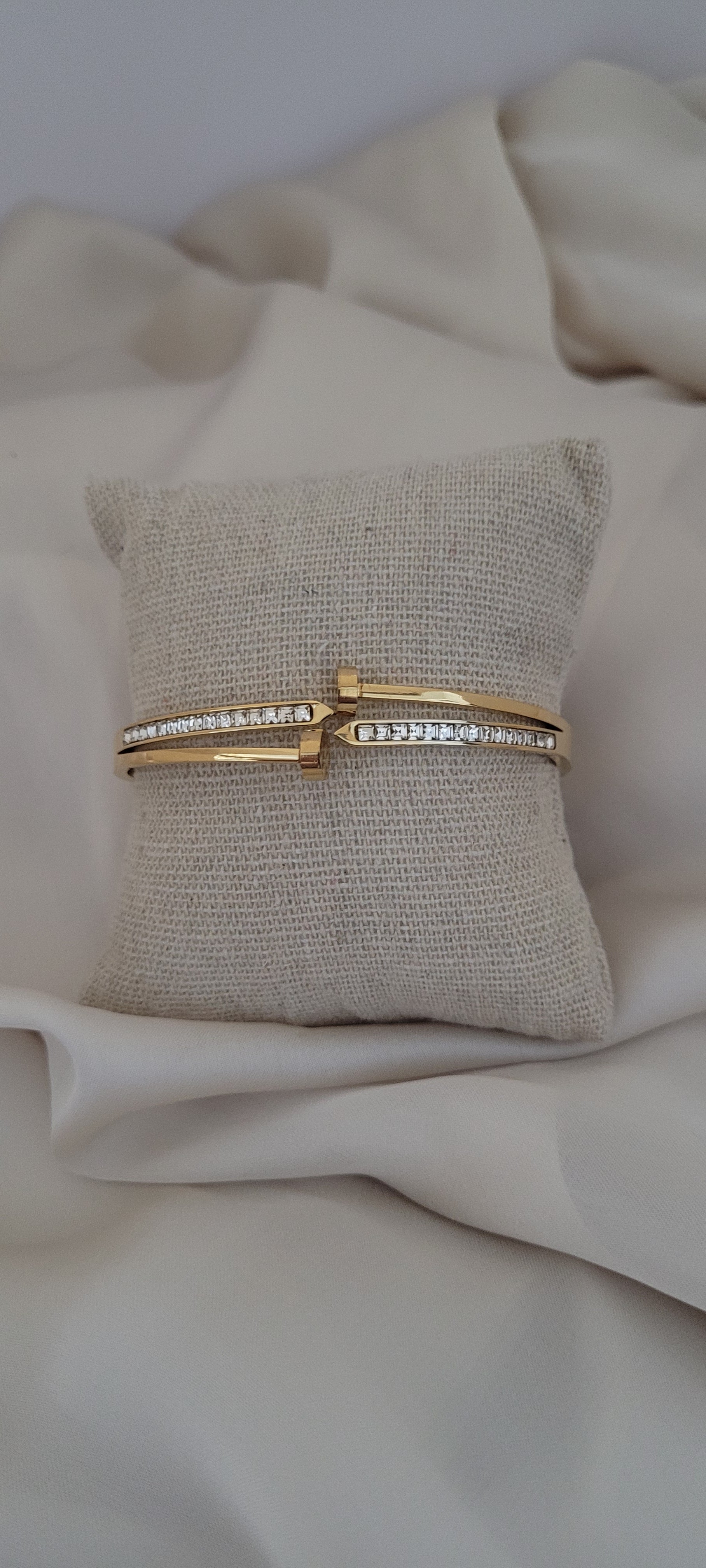 Bracelet CLOU Double avec  strass (6cm)