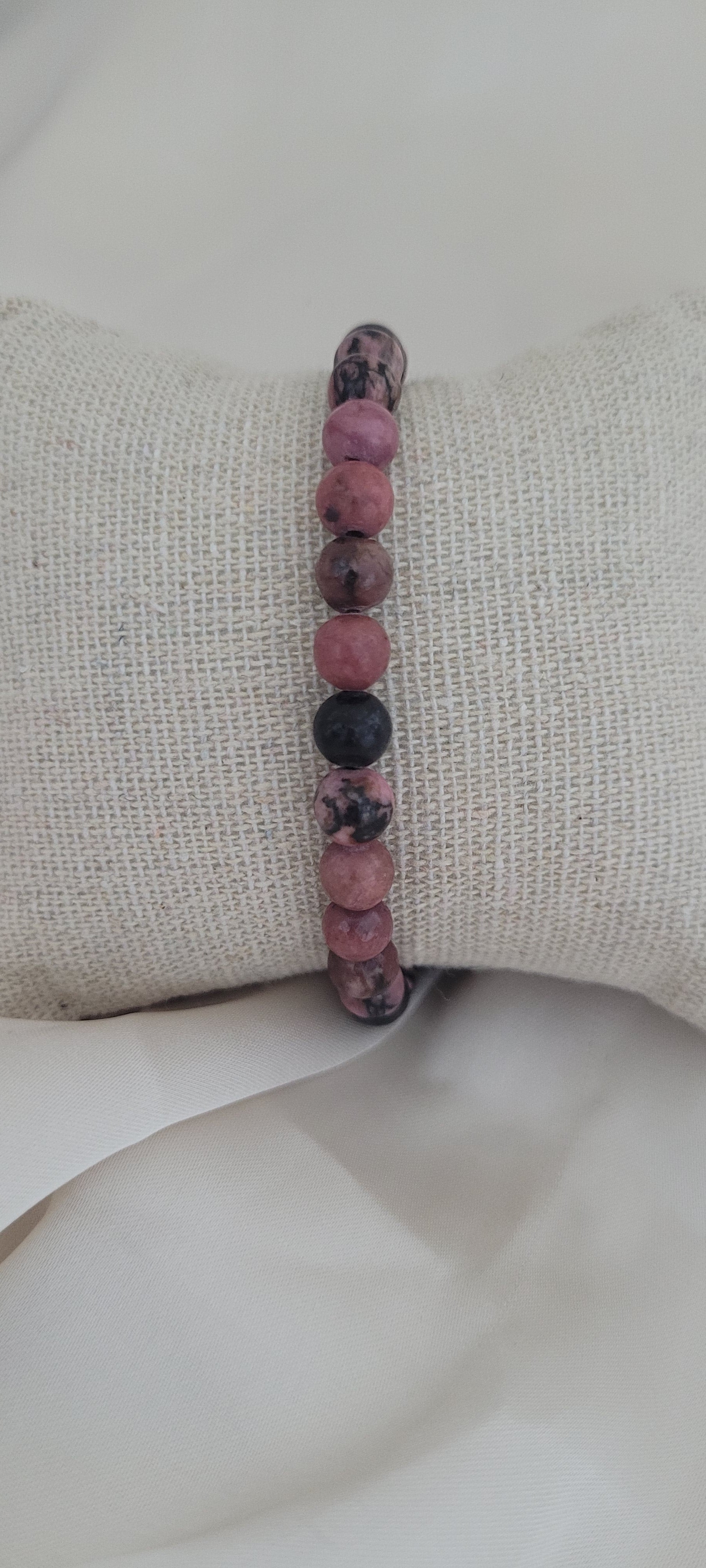 Bracelet perles rose noir